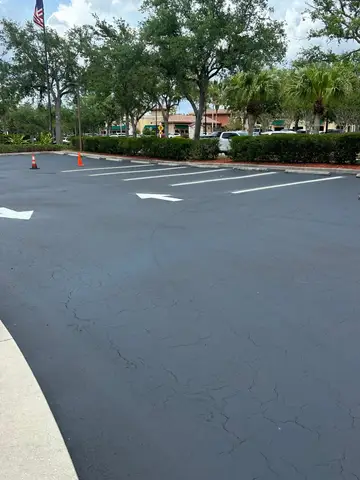 Well-marked parking area with directional arrows in Cape Coral